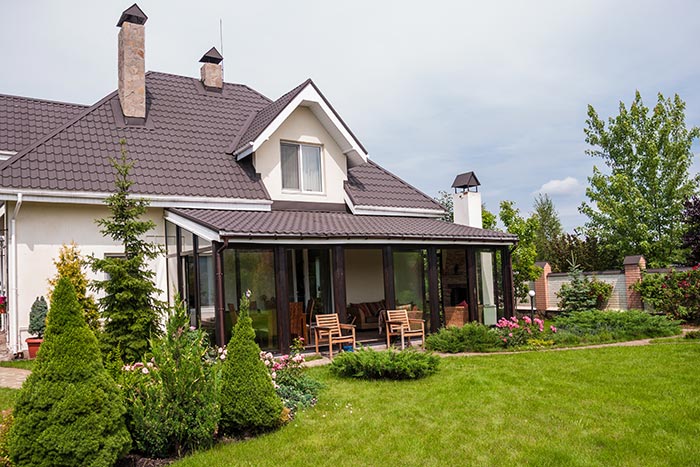 private house with a garden in rural area